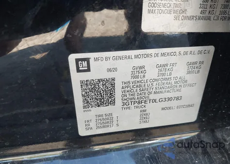 2020 GMC Sierra 1500 2Wd Short Box Denali from USA, damaged, VIN 3GTP8FET0LG330783